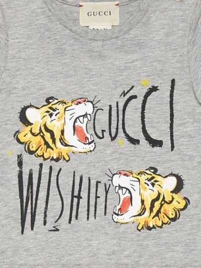 Shop Gucci Baby T-shirt With Tiger Print In Grey