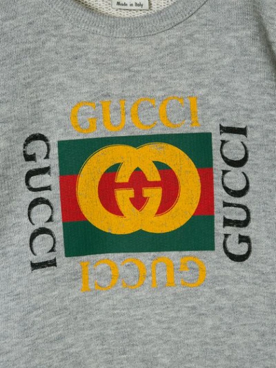 Shop Gucci Logo Print Sweatshirt In Grey