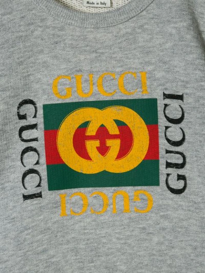 Gucci Grey Logo-print Cotton Sweatshirt 3-36 Months 9-12 Months In Grey