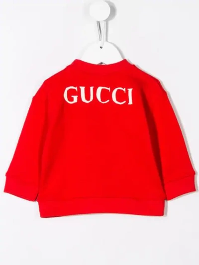 Shop Gucci Striped Leopard Print Sweatshirt In Red