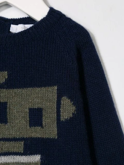 Shop Il Gufo Robot Embroidered Sweater In Blue