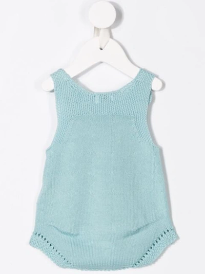 Shop Knot Knitted Romper In Blue