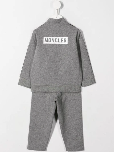 Shop Moncler Logo Tape Tracksuit In Grey