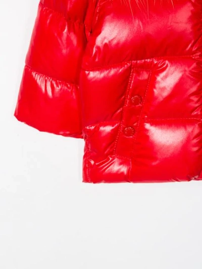 Shop Moncler Faux-fur Hooded Puffer Jacket In Red