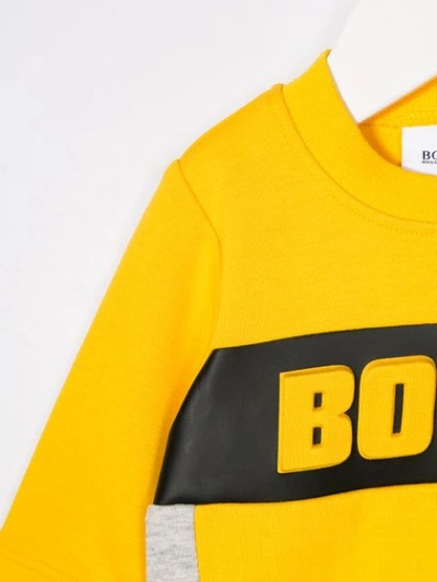 Shop Hugo Boss Logo Print Sweatshirt In Yellow