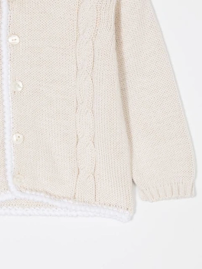 Shop La Stupenderia Knitted Buttoned Cardigan In Neutrals