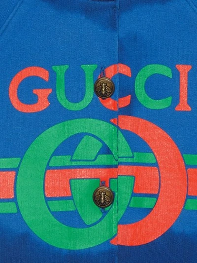 Shop Gucci Logo Printed Sweatshirt In Blue