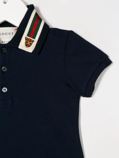 Shop Gucci Web Tiger Collar Polo Shirt In Blue
