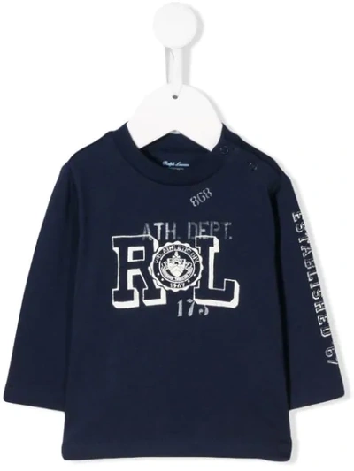 Shop Ralph Lauren Logo Printed Sweatshirt In Blue
