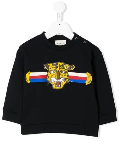 Shop Gucci Tiger Print Sweatshirt In Blue