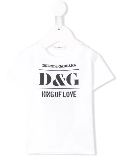 Dolce & Gabbana Babies' King Of Love T-shirt In White | ModeSens