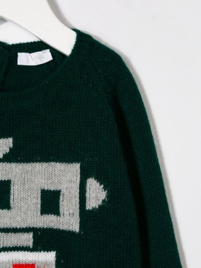 Shop Il Gufo Wool Knit Robot Jumper In Green