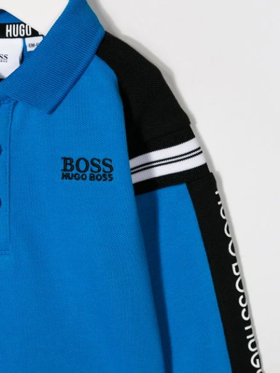Shop Hugo Boss Logo Stripe Polo Shirt In Blue