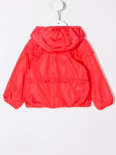 Shop Moncler Ruffle Trimming Hooded Jacket In Pink