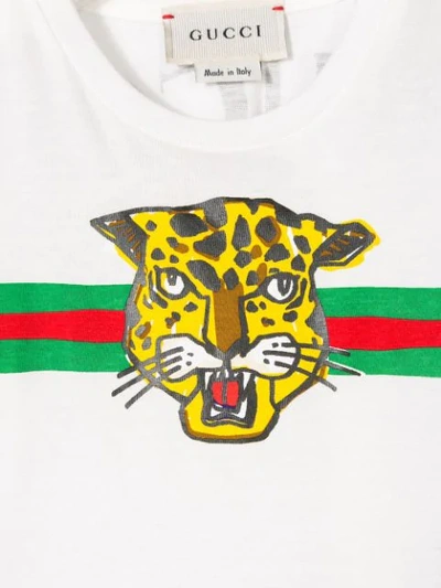 Shop Gucci Archive Stripe Tiger-print T-shirt In White