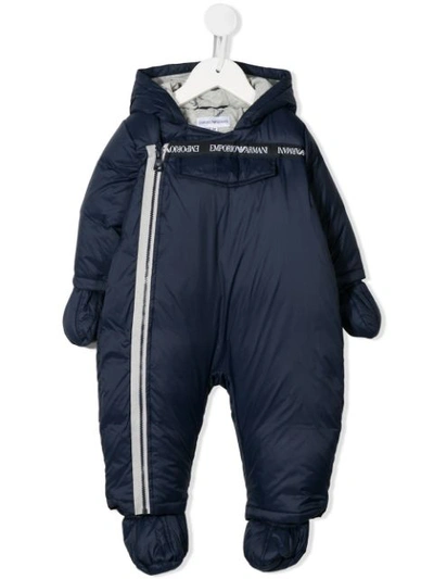 Shop Emporio Armani Logo Print Snowsuit In Blue