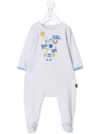 Shop Little Marc Jacobs Graphic Babygrow In Grey