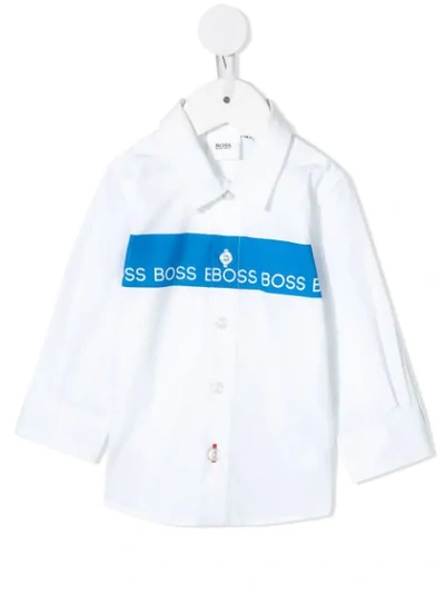 Shop Hugo Boss Printed Logo Poplin Shirt In White