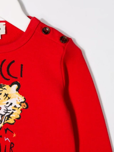 Gucci Tiger Print Sweater In Red