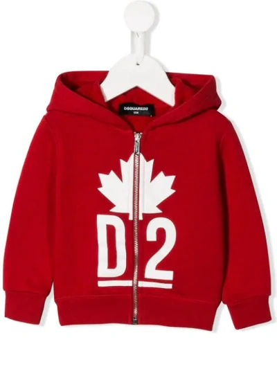 Shop Dsquared2 Maple Leaf Print Hoodie In Red