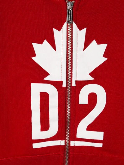 Shop Dsquared2 Maple Leaf Print Hoodie In Red