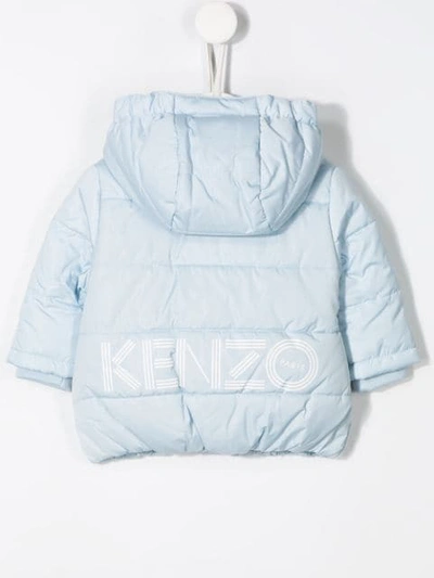 Shop Kenzo Logo Print Padded Jacket In Blue