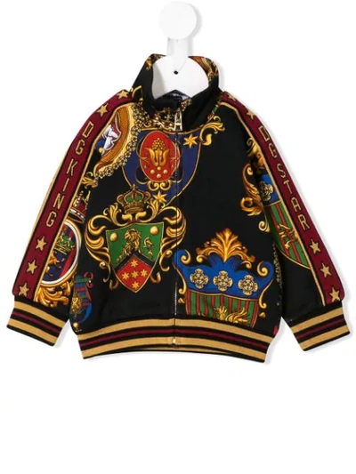 Shop Dolce & Gabbana Bomberjacke Mit Wappen-print In Black