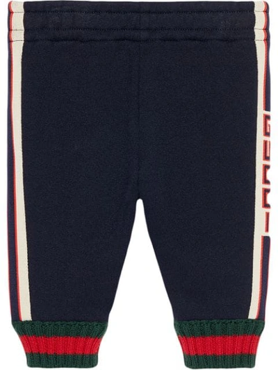 Shop Gucci Jacquard Trim Trackpants In Blue ,multicolour