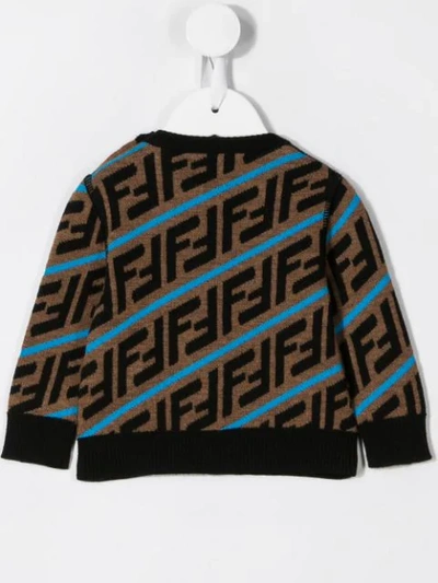 Shop Fendi Ff Intarsia Jumper In Brown