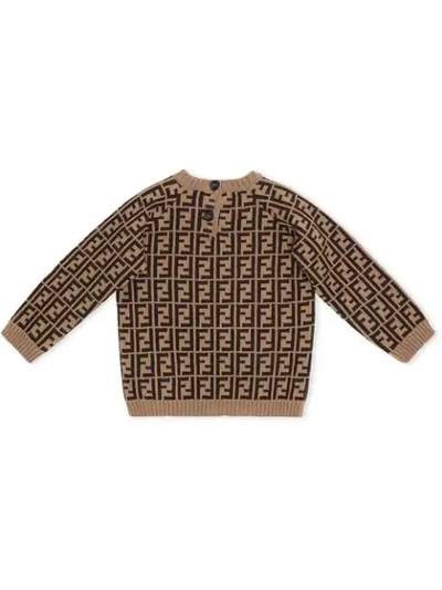 Shop Fendi Ff Logo Motif Jumper In Brown