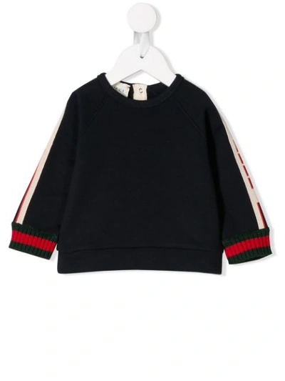 Shop Gucci Side Panelled Sweatshirt In Blue