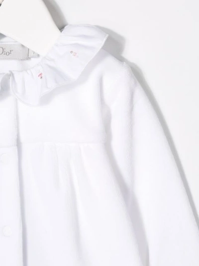 Shop Baby Dior Ruffle Trimmed Babygrow In White
