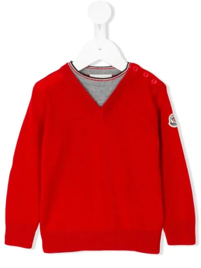 Shop Moncler Pullover Im Lagen-look In Red