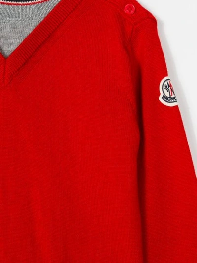 Shop Moncler Pullover Im Lagen-look In Red