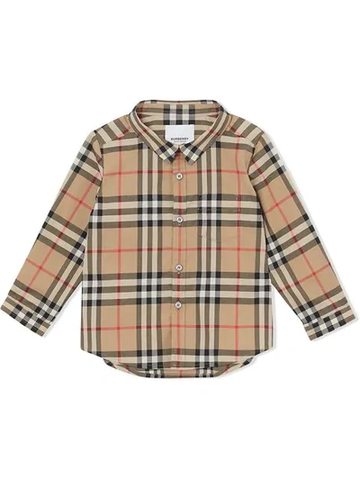 Shop Burberry Fred Signature Check Shirt In Neutrals