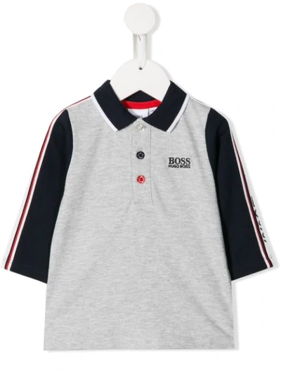 Shop Hugo Boss Colour Blocked Polo Shirt In Grey