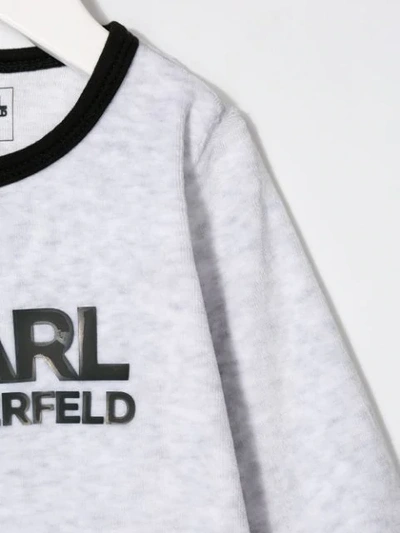 Shop Karl Lagerfeld Logo Print Pajamas With Cardigan In Grey