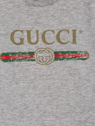 Shop Gucci Grey Logo T-shirt