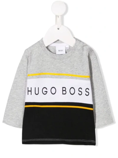 Shop Hugo Boss Logo Print Sweatshirt In Grey