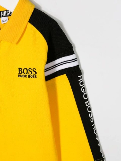Shop Hugo Boss Logo Stripe Polo Shirt In Yellow