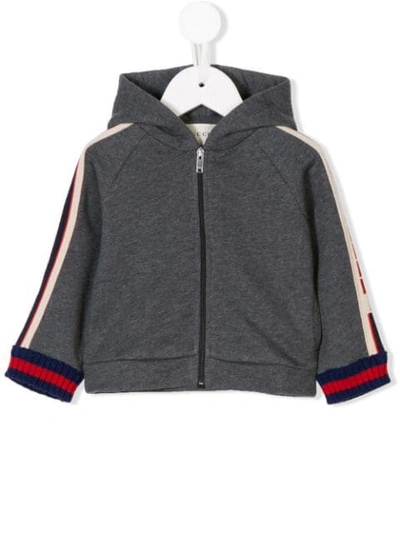 Shop Gucci Full-zipped Hooded Jacket In Grey
