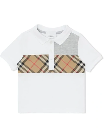 Shop Burberry Signature Print Polo Shirt In White