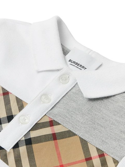Shop Burberry Signature Print Polo Shirt In White