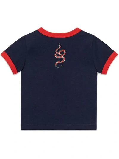 Shop Gucci Baby T-shirt With Web And Kingsnake In Blue