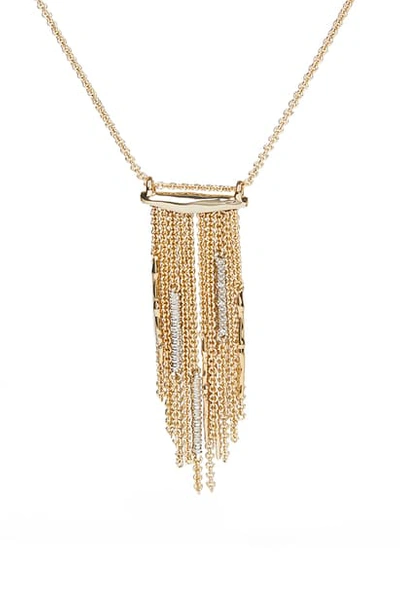 Shop Alexis Bittar Spiked Framed Long Pendant Necklace In 10k Gold With Rhodium