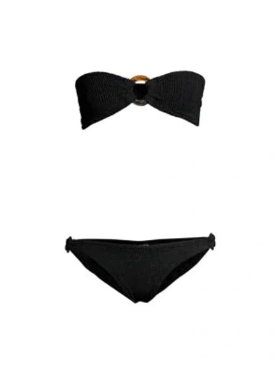 Shop Hunza G Women's Gloria Ring Detail Bandeau 2-piece Bikini Set In Black