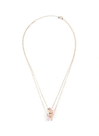 Shop Anabela Chan Rose Butterfly Charm Necklace In Pink