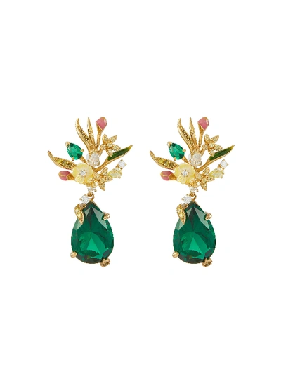 Shop Anabela Chan 'mini Posie' Emerald Earrings In Green