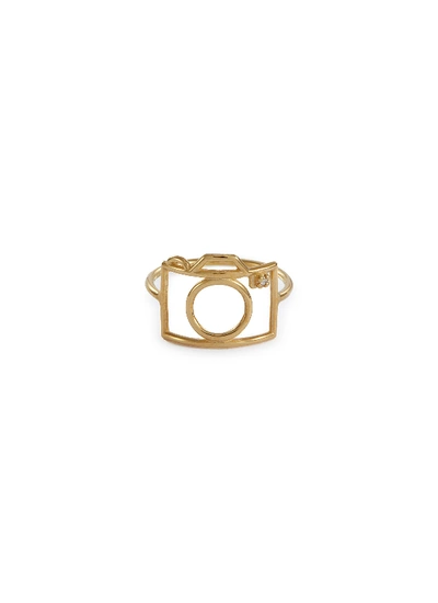 Shop Aliita 'camara Brillante' Diamond 9k Gold Ring In Metallic