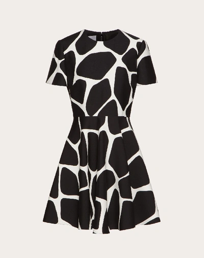 Shop Valentino Printed Crepe Couture Dress In Ivory/black